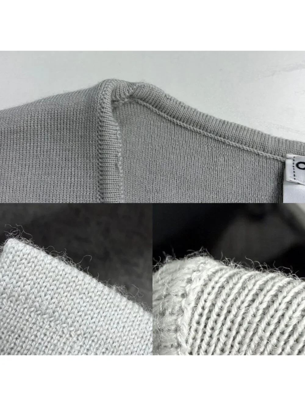 Chanel Top CC Logo Sweatshirt 50 Gray Ivory Gold Wool Spring Autumn Winter